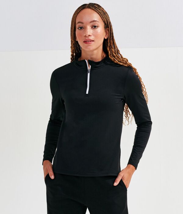 Women’s TriDri® recycled long sleeve brushed back ¼ zip top Thumbnail
