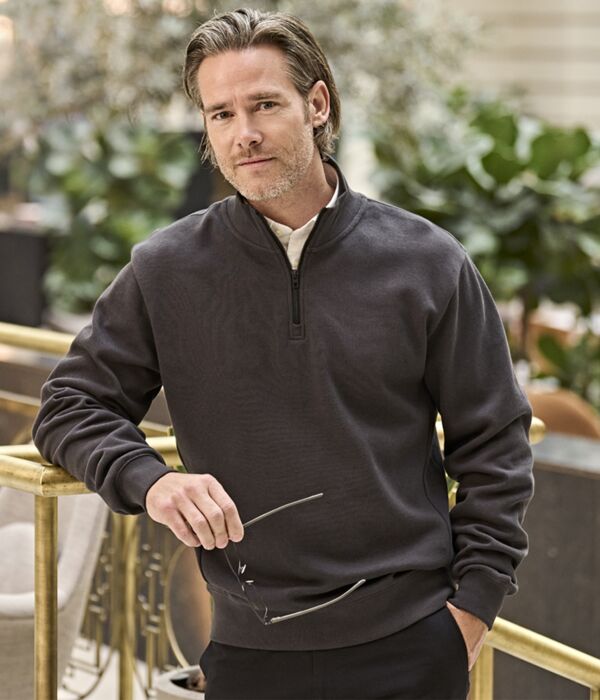 Tee Jays Ribbed Interlock Half Zip Sweatshirt Thumbnail