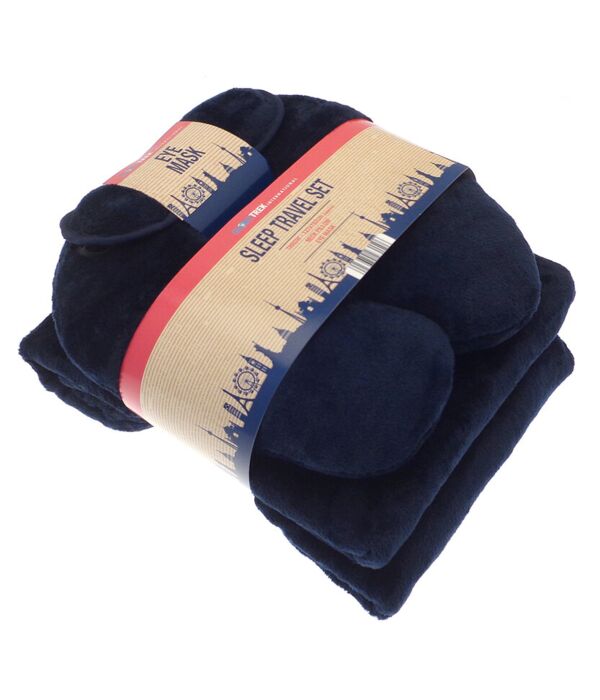 Travel set (neck pillow, eye mask and fleece blanket) Thumbnail
