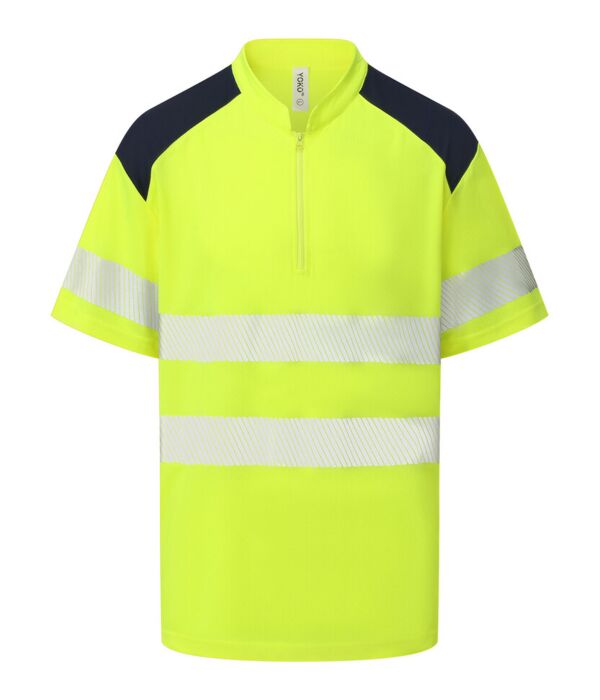 Hi-vis mandarin collar zip neck comfort trim polo (HVJ230) Thumbnail