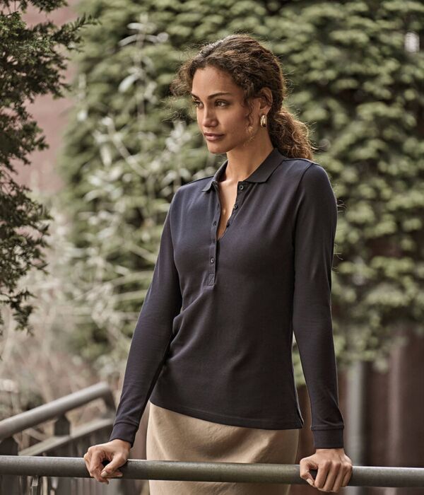 Women’s luxury stretch long sleeve polo (146) Thumbnail