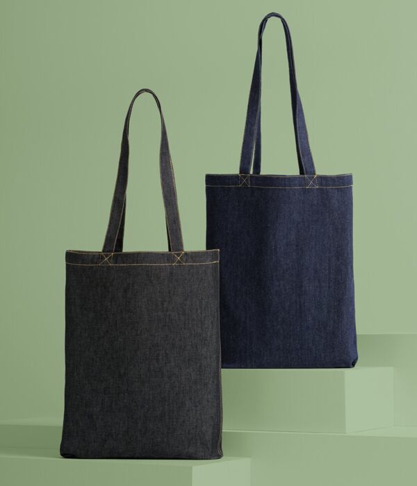 Denim ‘flat base’ shopper Thumbnail