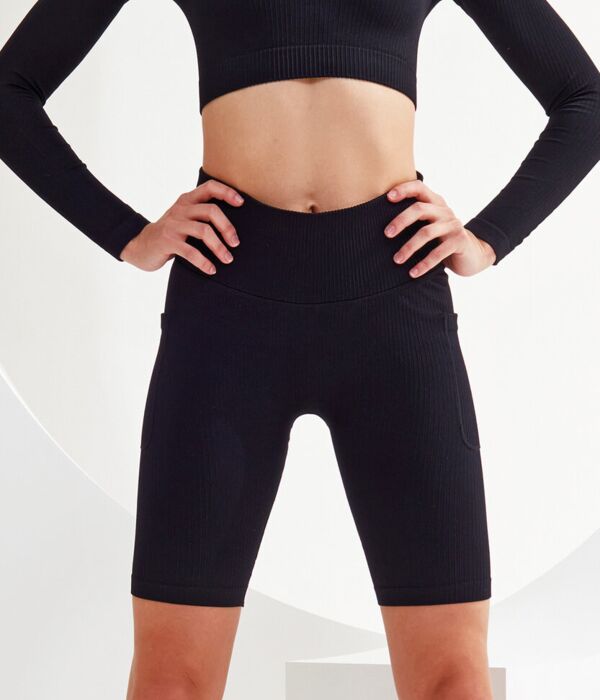 Women’s TriDri® ribbed seamless '3D Fit' cycle shorts Thumbnail