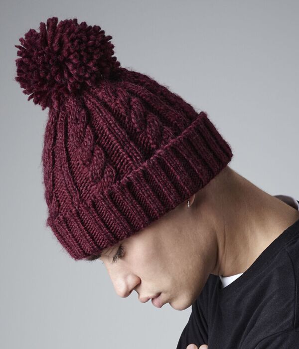 Cable knit melange beanie Thumbnail