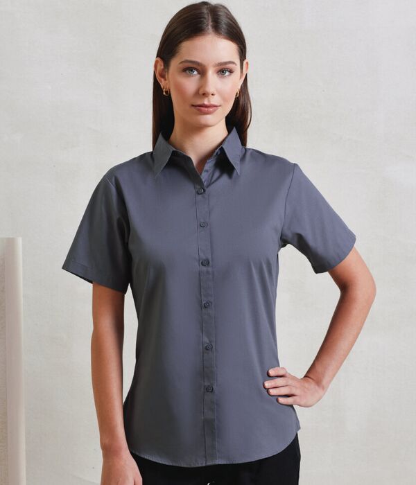 Women's short sleeve poplin blouse Thumbnail